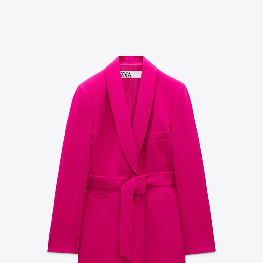 Pink Belted Tuxedo Blazer